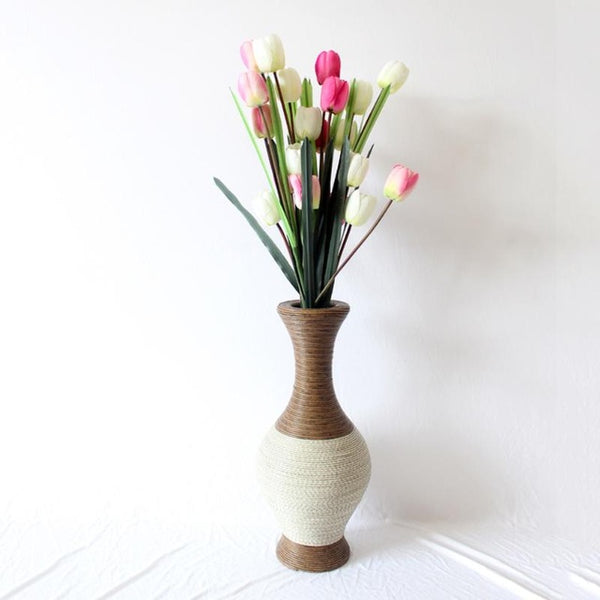 4 Style PC Plastic Rattan Woven Flower Vase Decorative Vase Craft Handmade Home Office Desk Decoration Ornaments